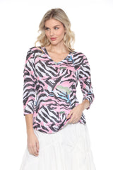 V-Neck Top - Stripe Splash - CARINE