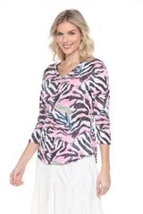 V-Neck Top - Stripe Splash - CARINE