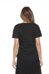 Puckered S/S Top w/ Bow Tie - CARINE