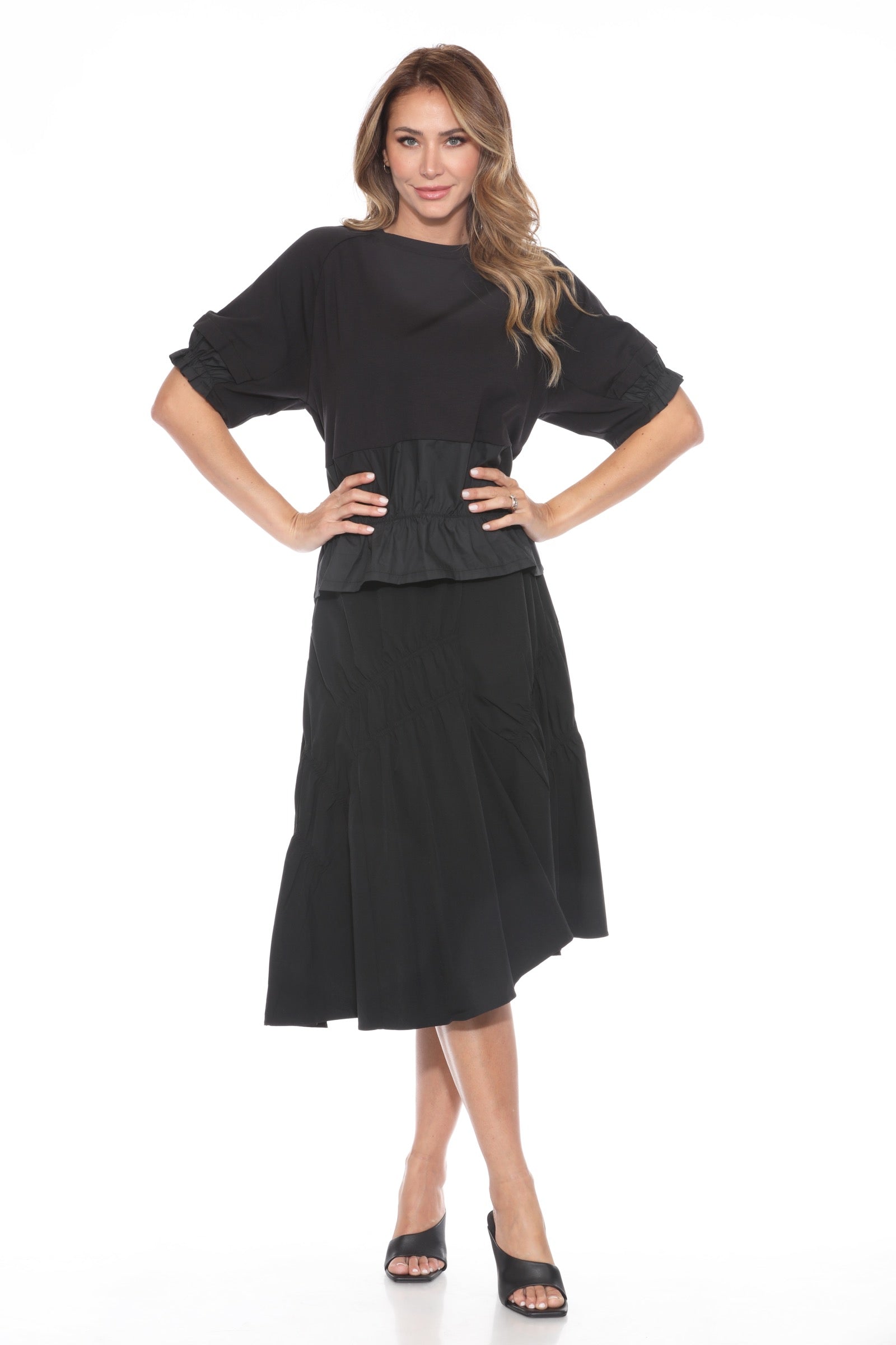 Mixed Panel Hi-Low Tee - CARINE