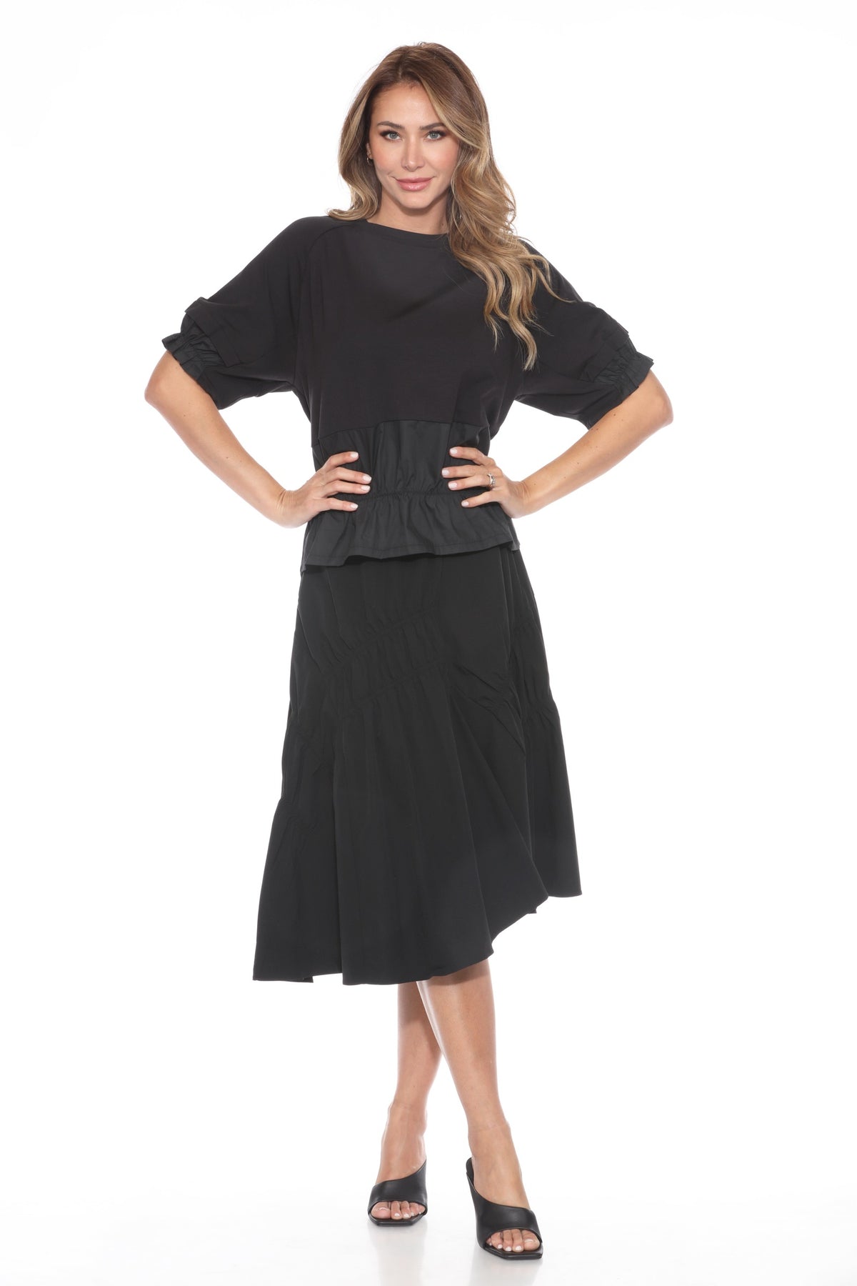 Mixed Panel Hi-Low Tee - CARINE