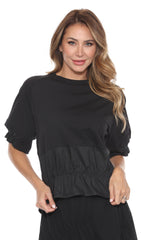 Mixed Panel Hi-Low Tee - CARINE