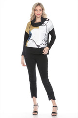 Dolman Cowl Neck Pullover - Line Art - CARINE