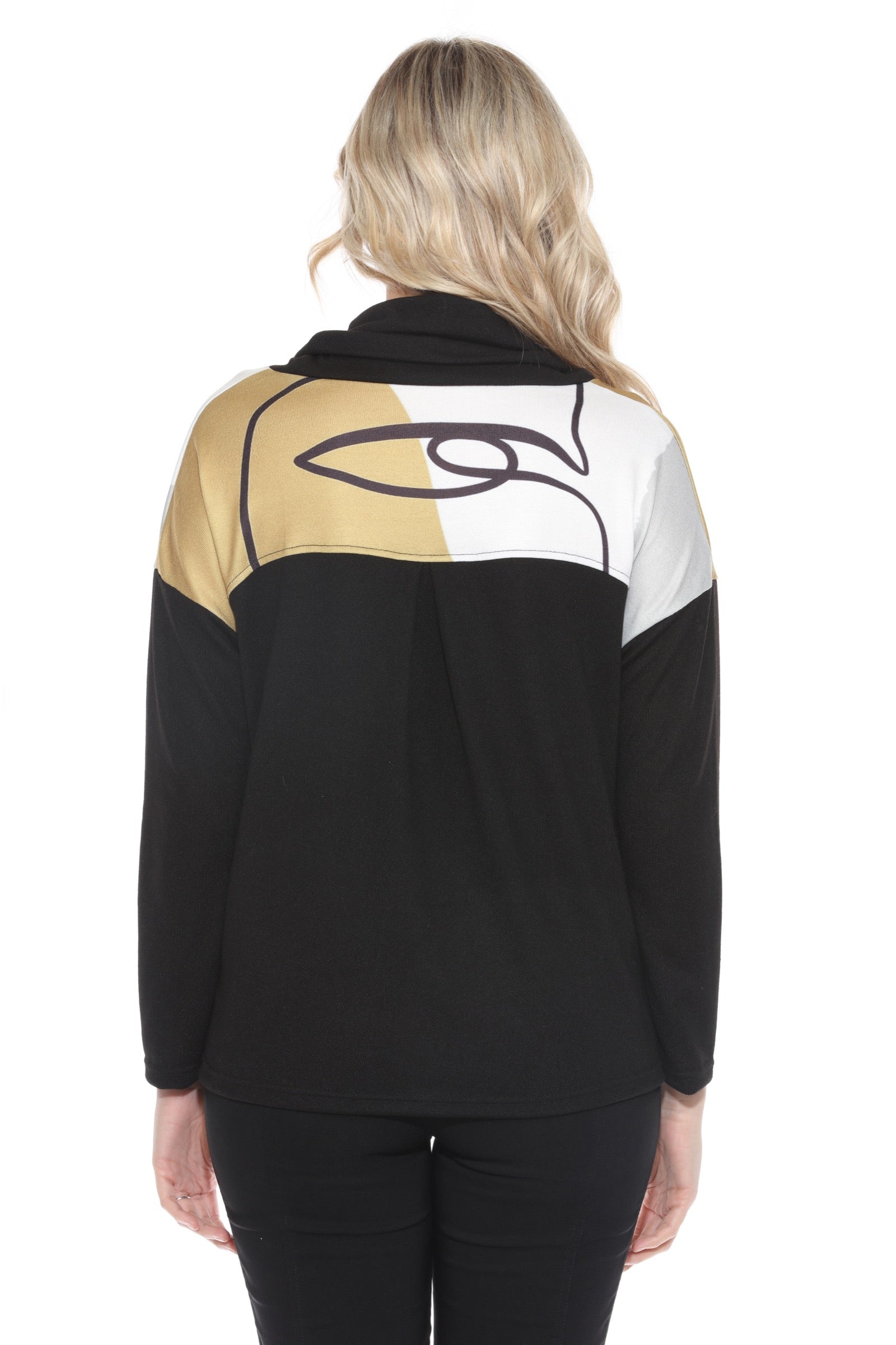 Dolman Cowl Neck Pullover - Line Art - CARINE