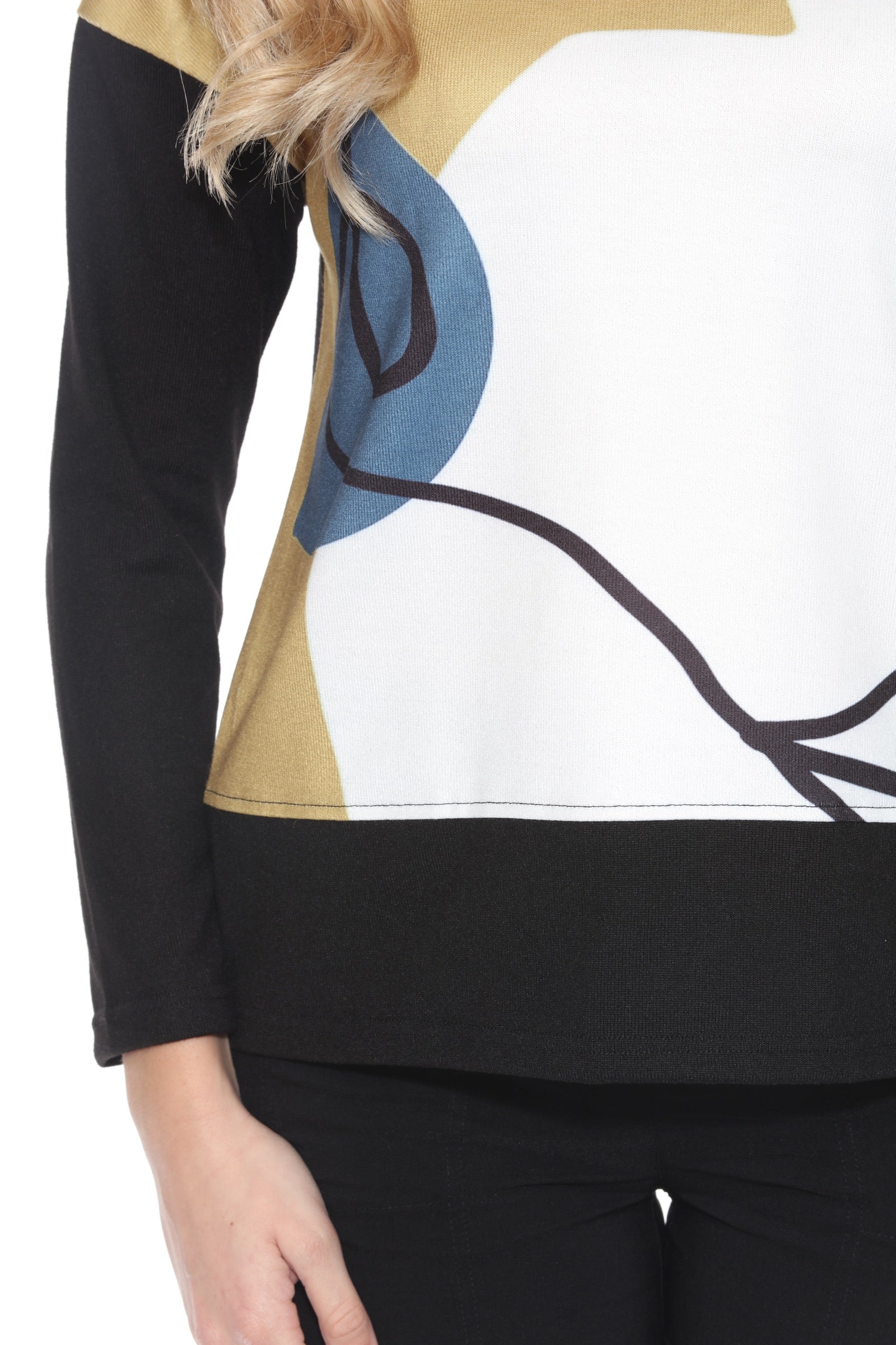 Dolman Cowl Neck Pullover - Line Art - CARINE