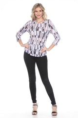 Round-Neck Top - Taupe Tiles - CARINE