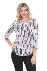 Round-Neck Top - Taupe Tiles - CARINE