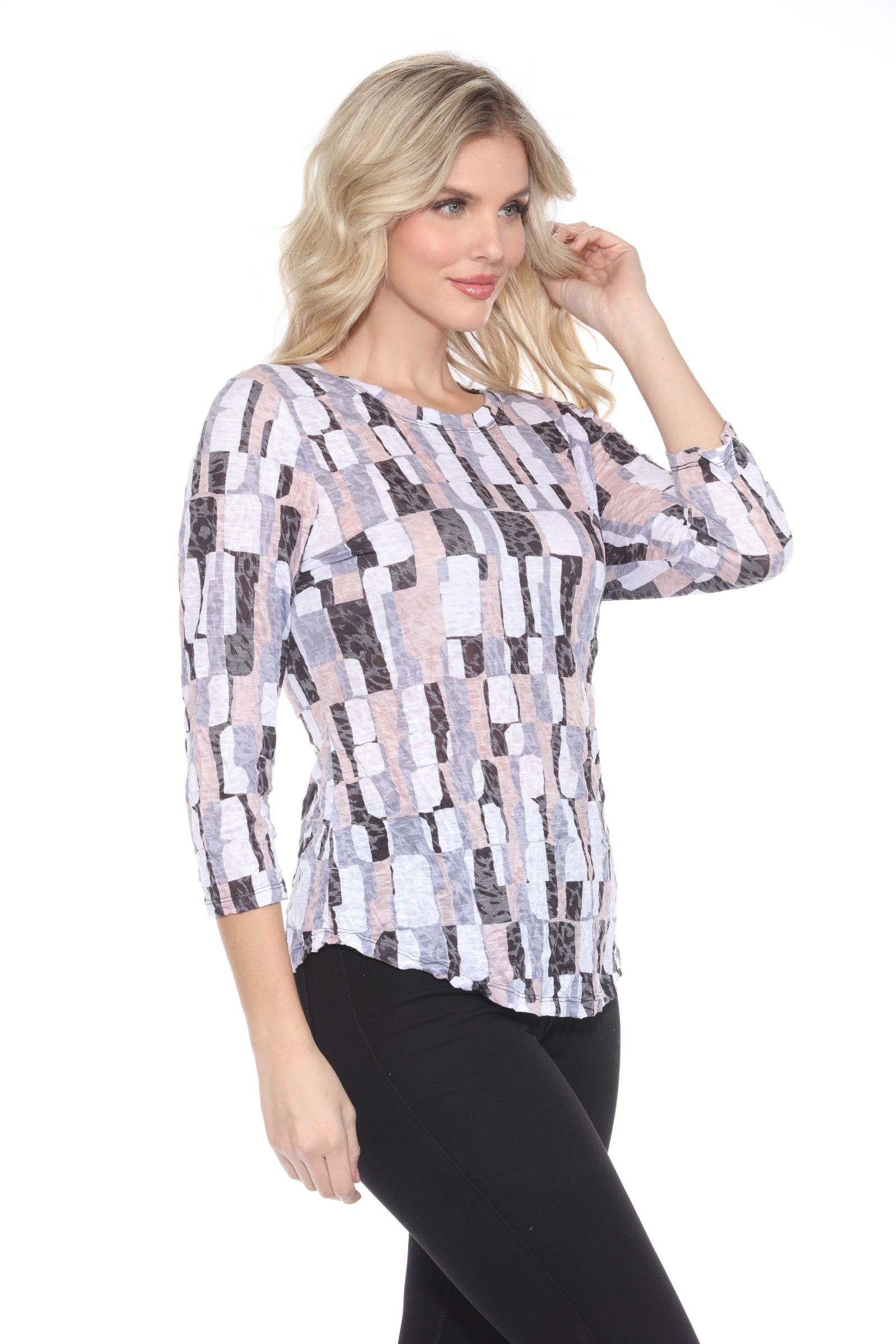 Round-Neck Top - Taupe Tiles - CARINE