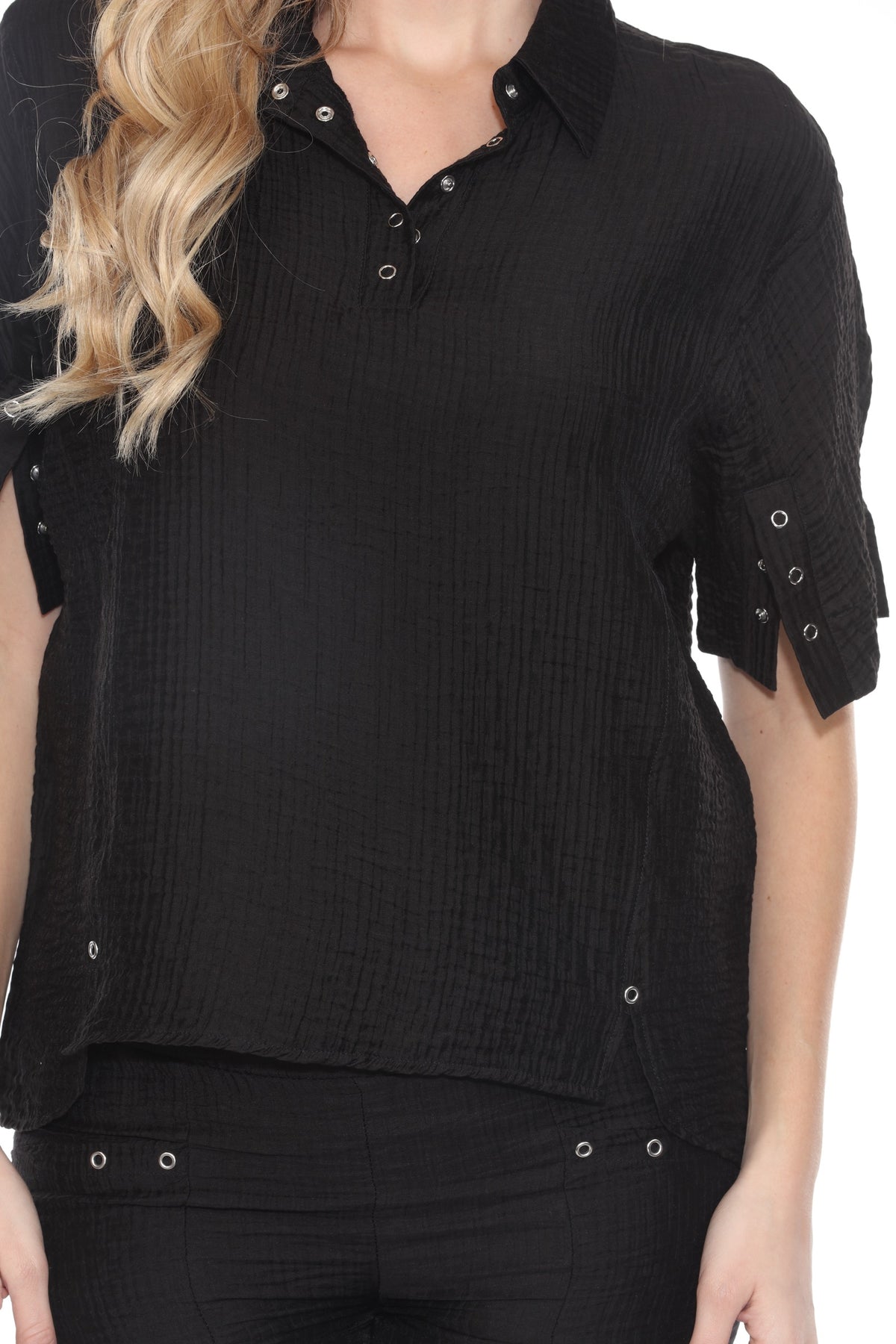 Button Tab & Rivets Matching Set - Black - CARINE