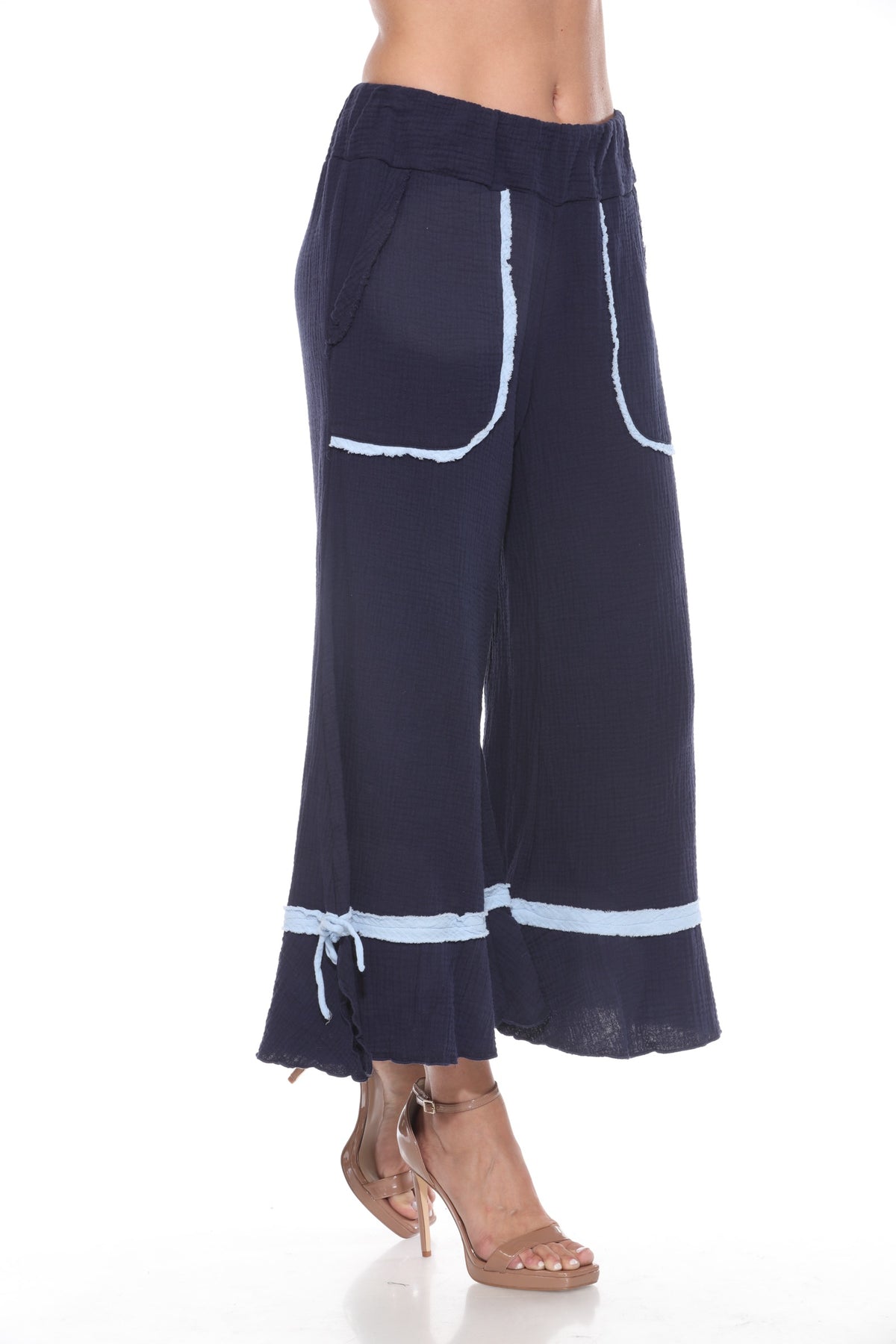Patchwork Wide Leg Crop Pant - CARINE