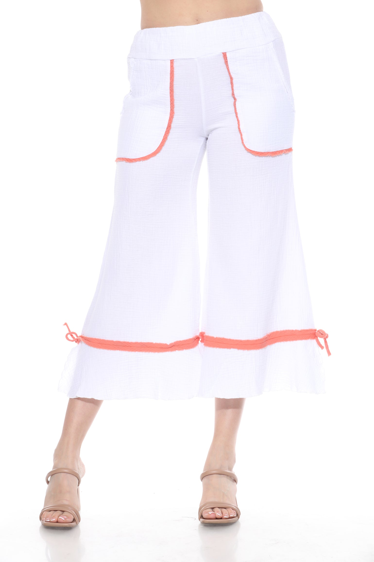 Cotton Patchwork Dolman Top Matching Set - Orange - CARINE