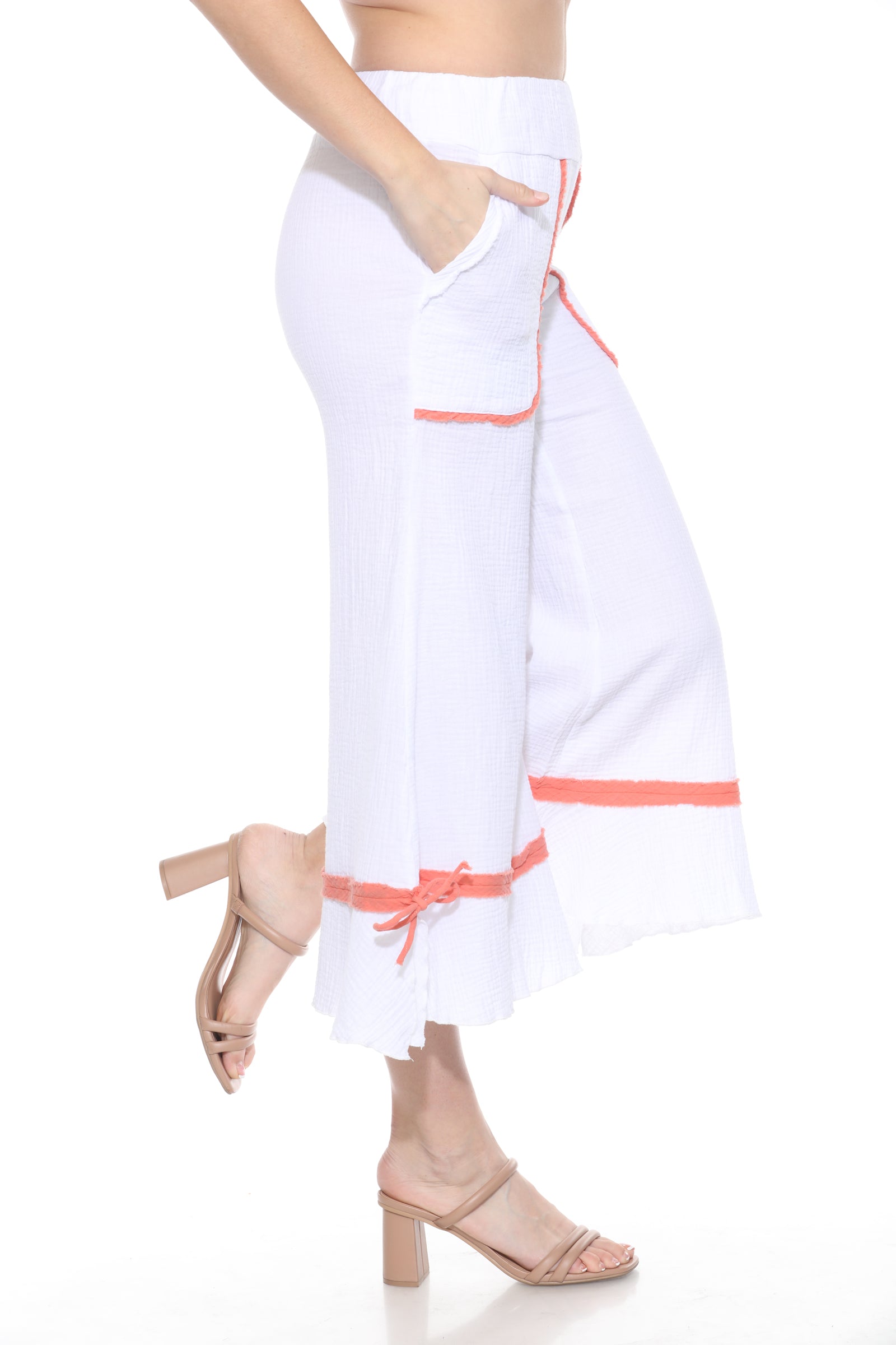 Cotton Patchwork Boxy Tee Matching Set - Orange - CARINE