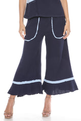 Cotton Patchwork Dolman Top Matching Set - Blue - CARINE