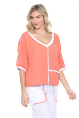 Cotton Patchwork Dolman Top - CARINE