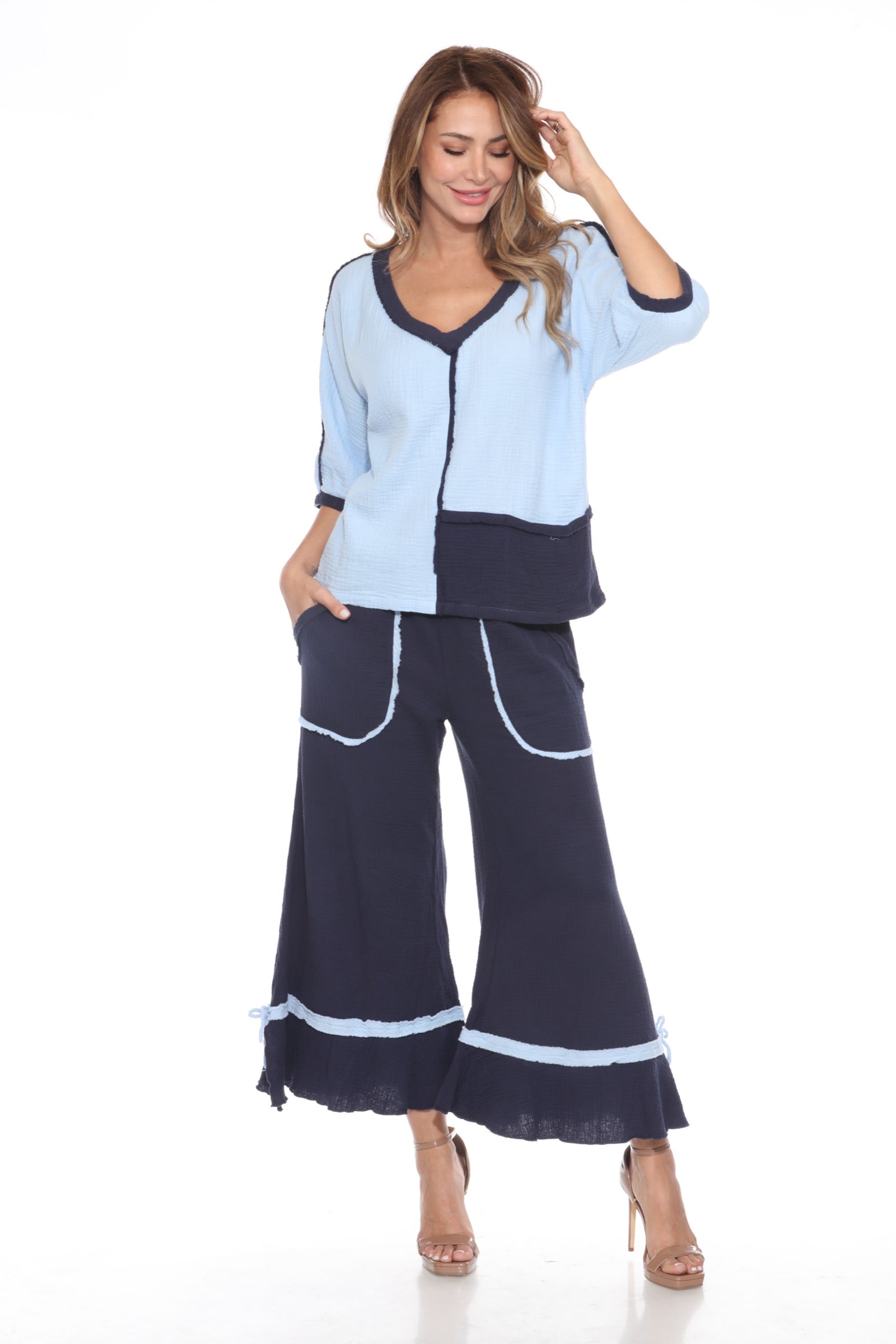 Cotton Patchwork Dolman Top - CARINE