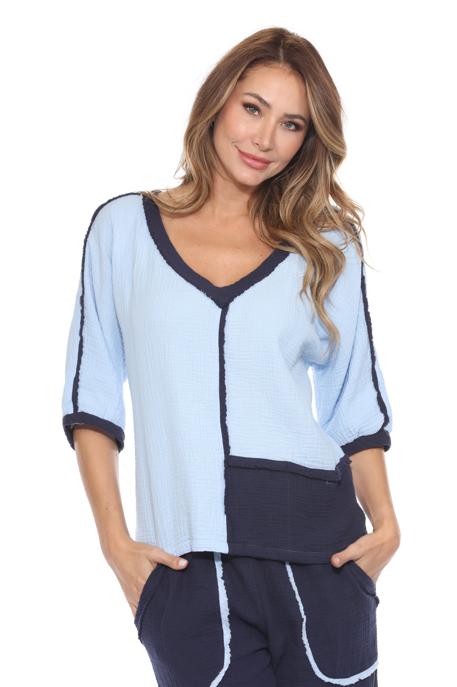 Cotton Patchwork Dolman Top - CARINE
