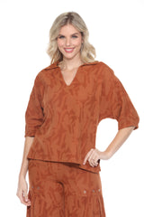 Textured Split Neck Top - CARINE