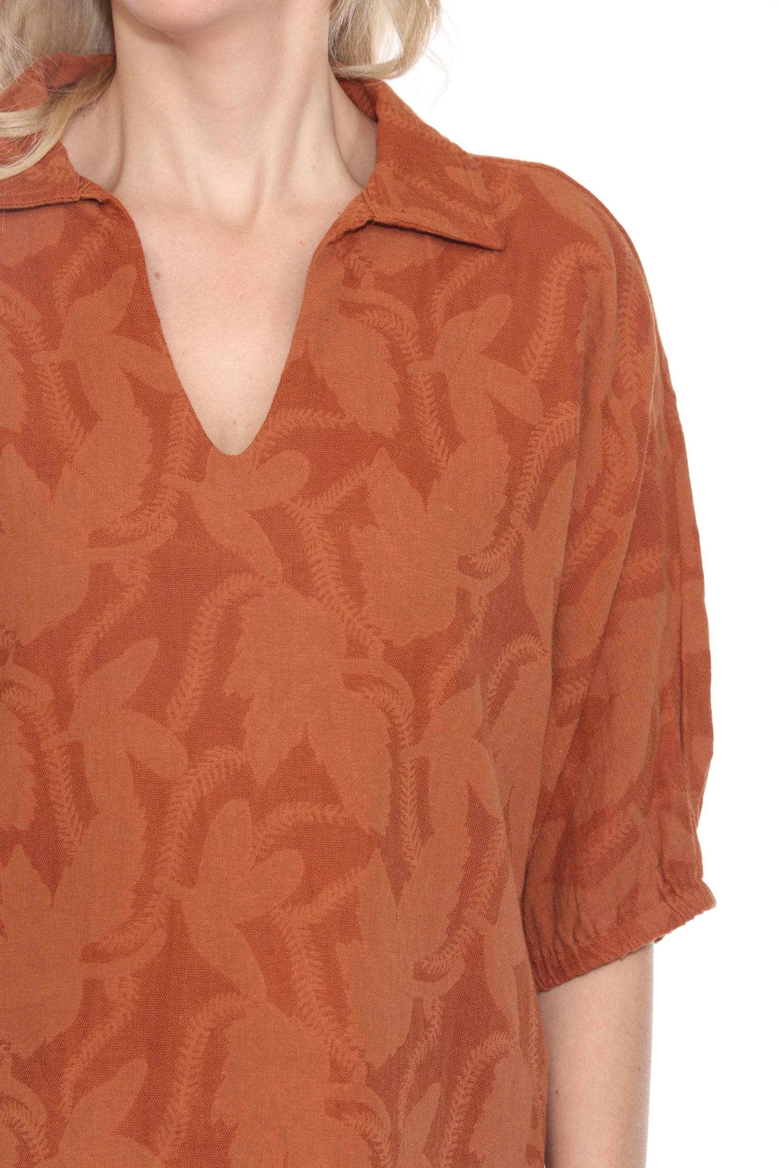 Textured Split Neck Top - CARINE