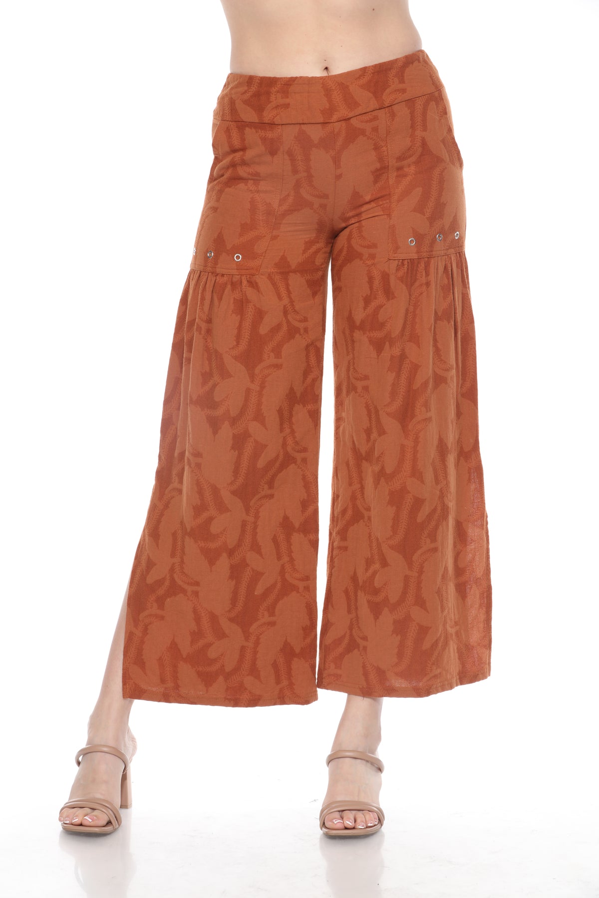 Textured Cotton Wide Leg Pant - CARINE