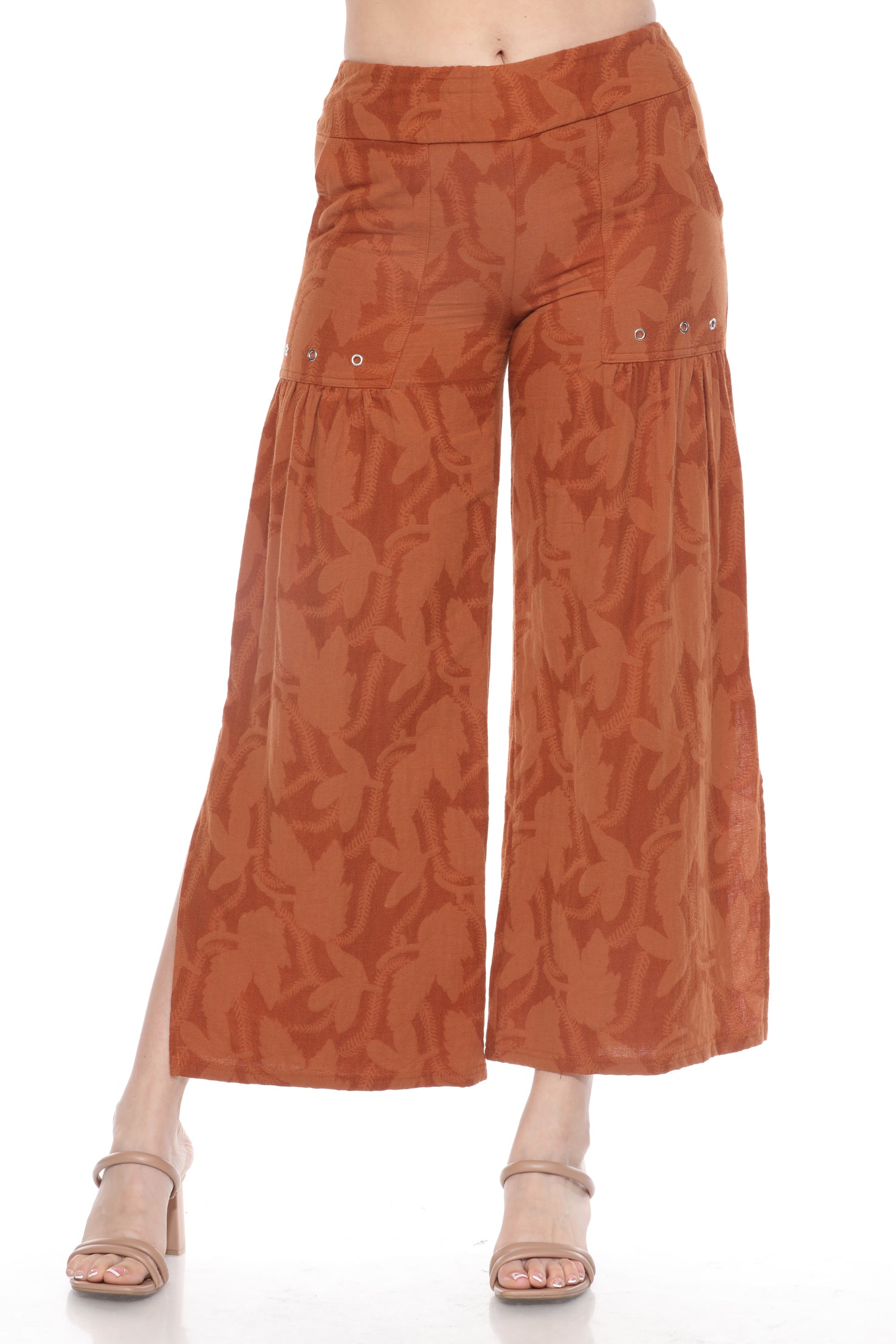 Textured Cotton Diagonal Seam Matching Set - Brown - CARINE