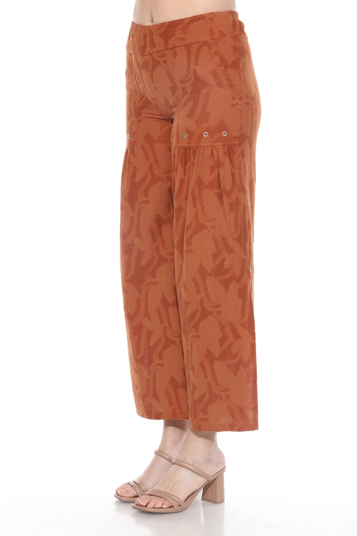 Textured Cotton Diagonal Seam Matching Set - Brown - CARINE