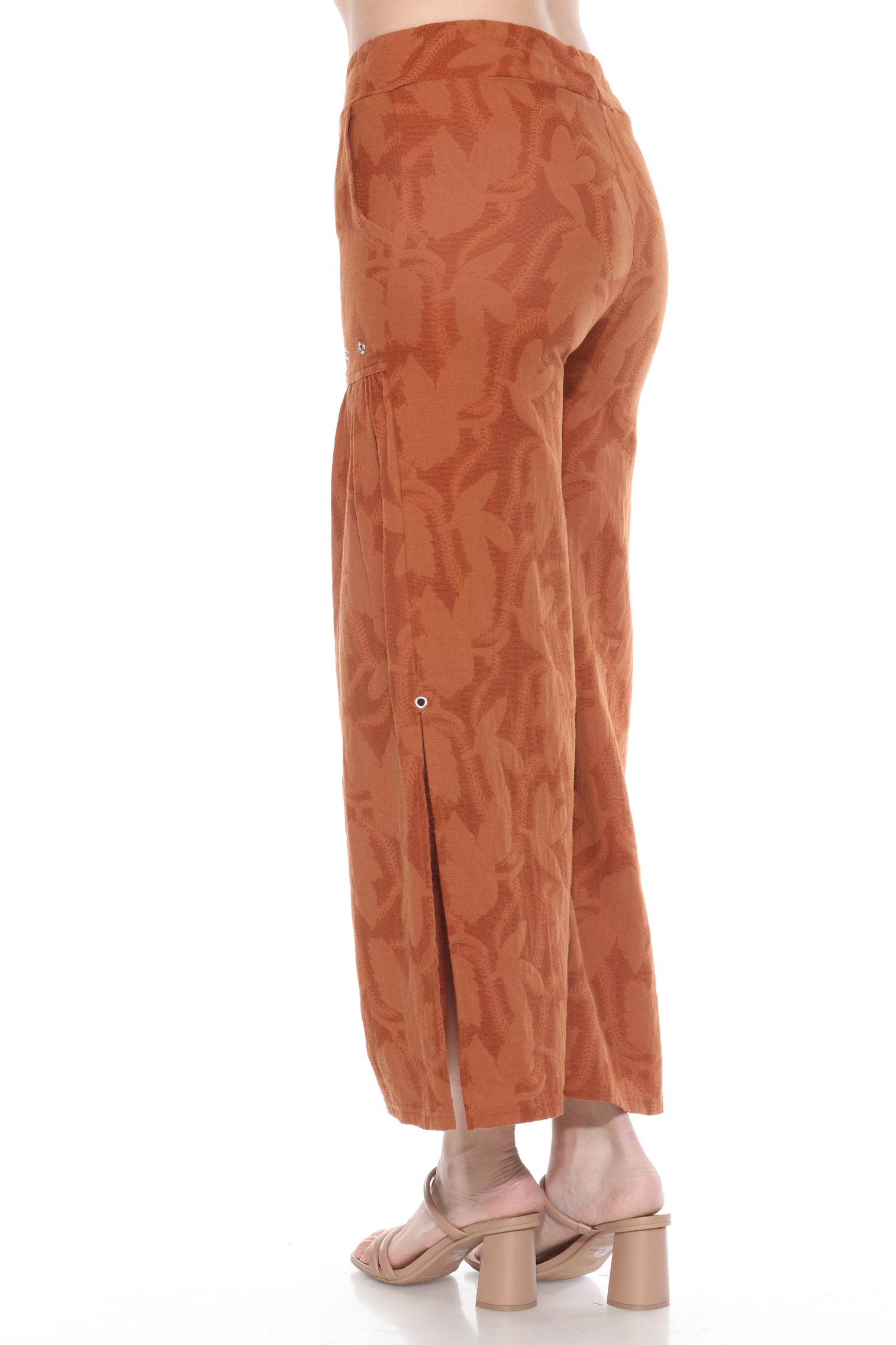 Textured Cotton Diagonal Seam Matching Set - Brown - CARINE