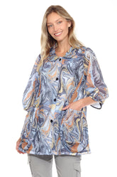 Mesh Wide-Sleeve Button Jacket - Marble Flow - CARINE