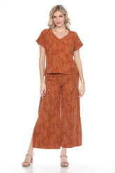 Textured Cotton Diagonal Seam Matching Set - Brown - CARINE