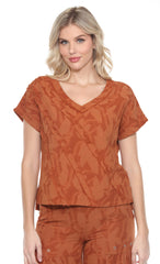 Diagonal Seam V-Neck Top - CARINE