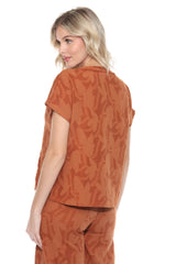 Textured Cotton Diagonal Seam Matching Set - Brown - CARINE