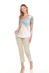 V-Neck Top - Palm Leaf - CARINE