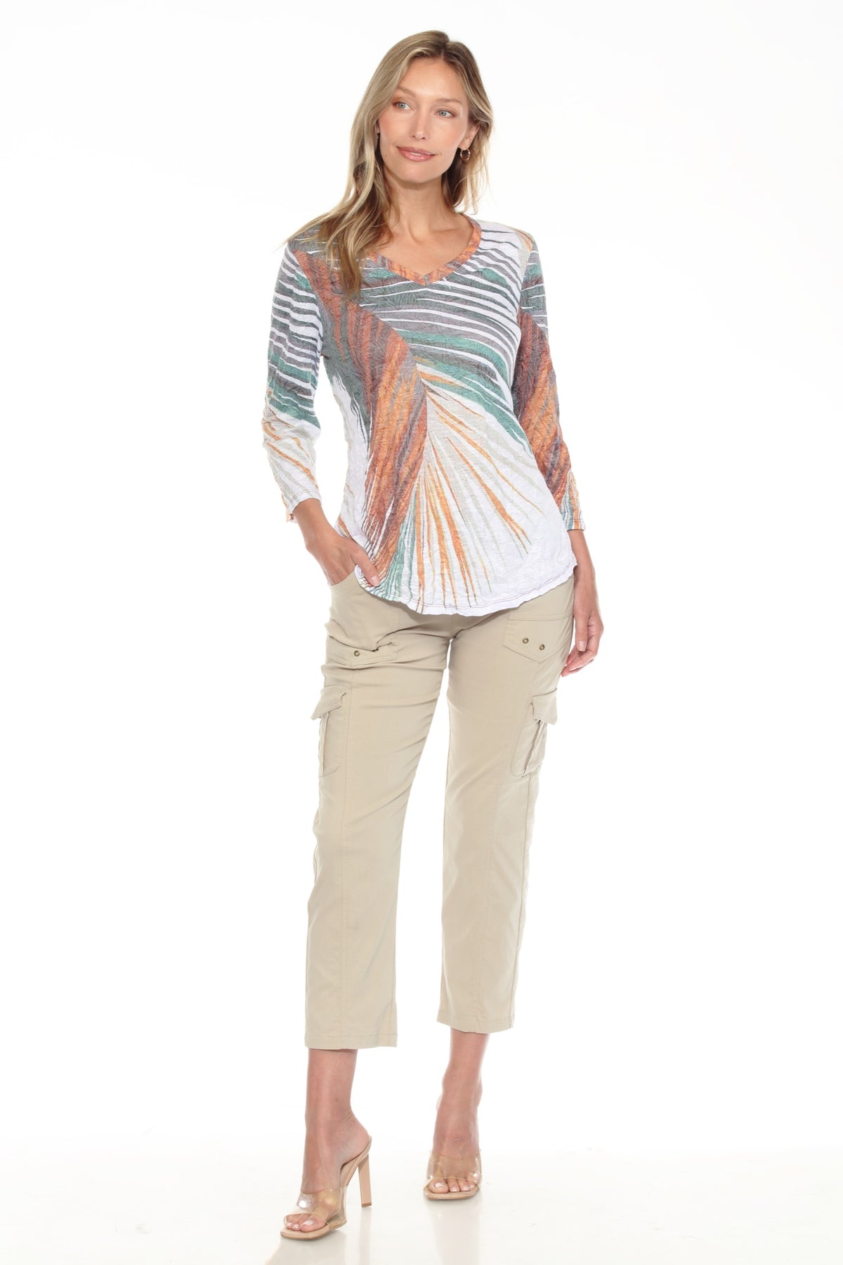 V-Neck Top - Palm Leaf - CARINE