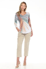 V-Neck Top - Palm Leaf - CARINE