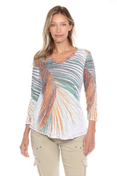 V-Neck Top - Palm Leaf - CARINE