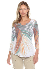 V-Neck Top - Palm Leaf - CARINE