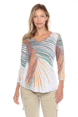 V-Neck Top - Palm Leaf - CARINE