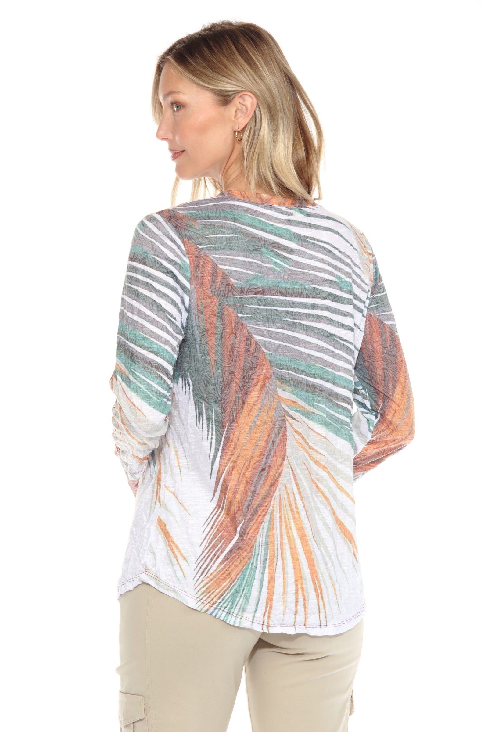 V-Neck Top - Palm Leaf - CARINE