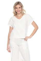 Diagonal Seam V-Neck Top - CARINE