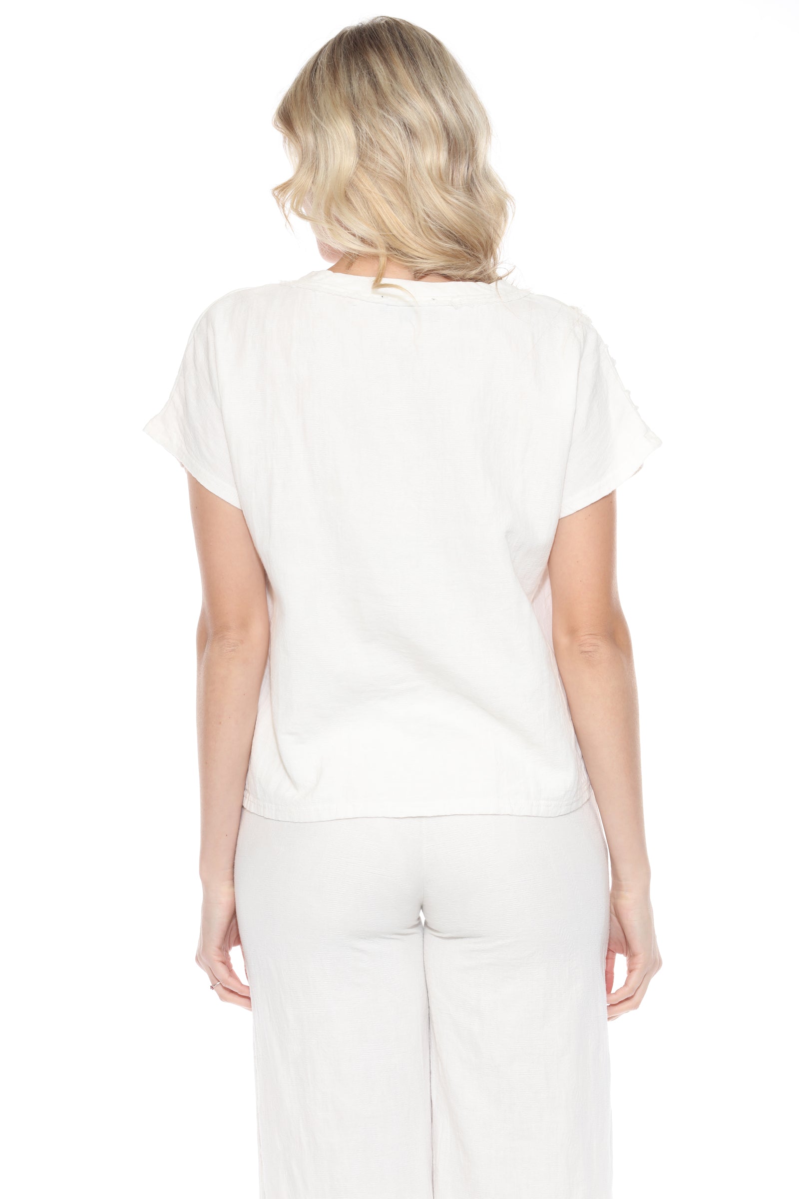 Diagonal Seam V-Neck Top - CARINE