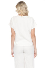 Diagonal Seam V-Neck Top - CARINE