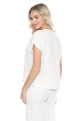Textured Cotton Diagonal Seam Matching Set - Ivory - CARINE
