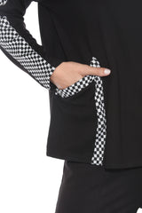 Checker Trim Pullover and Pant Matching Set - Black/White