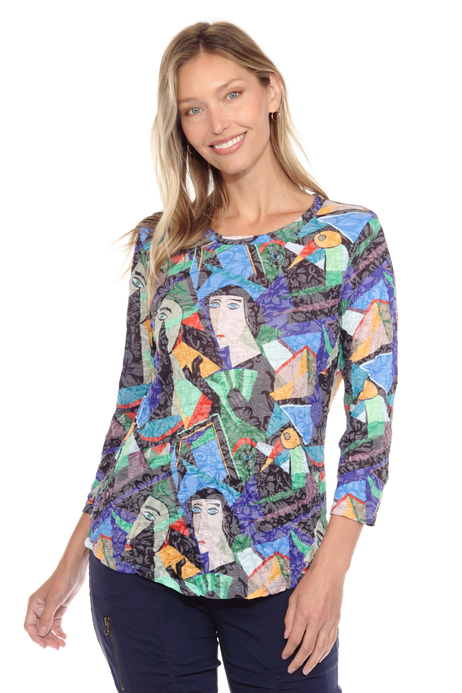 Round-Neck Top - Cubism - CARINE