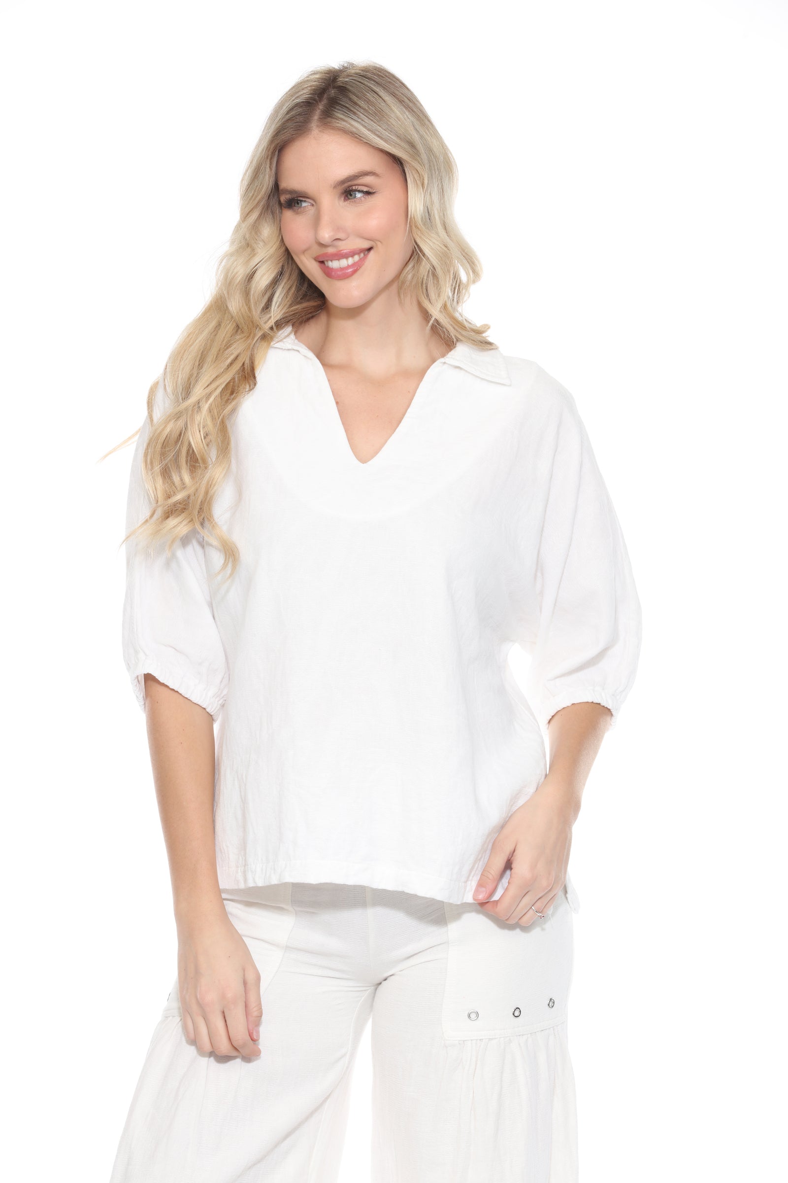 Textured Split Neck Top - CARINE