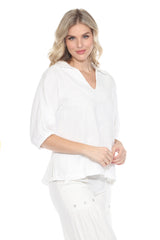 Textured Split Neck Matching Set - Ivory - CARINE