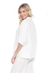 Textured Split Neck Matching Set - Ivory - CARINE