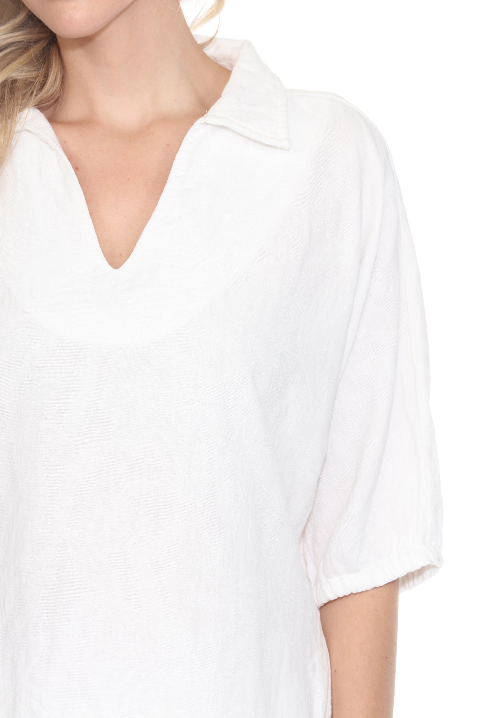 Textured Split Neck Top - CARINE