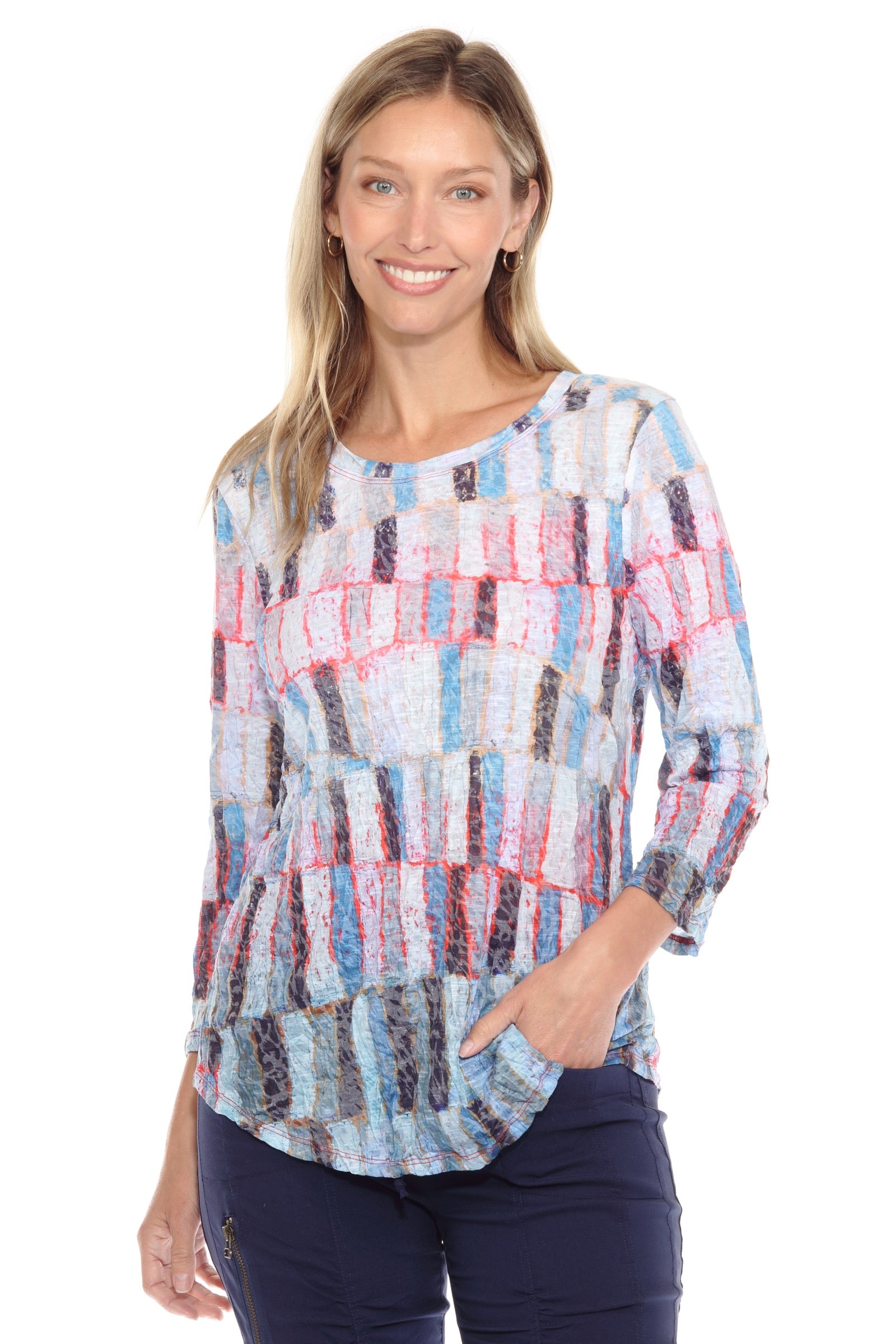 Round-Neck Top - Tile Mosaic - CARINE