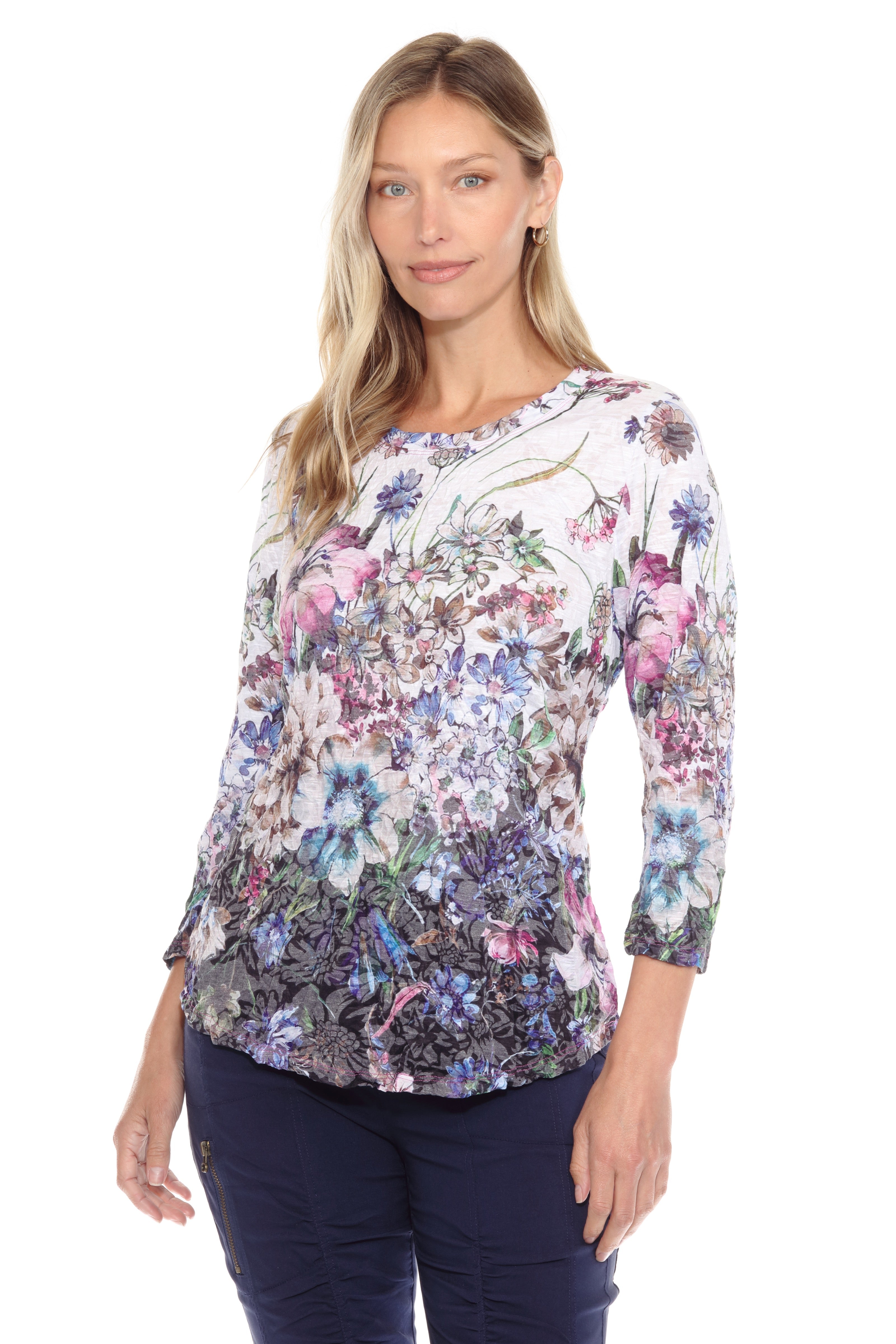 Round-Neck Top - Garden Bloom - CARINE