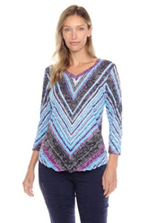 V-Neck Top - Prism Streak - CARINE